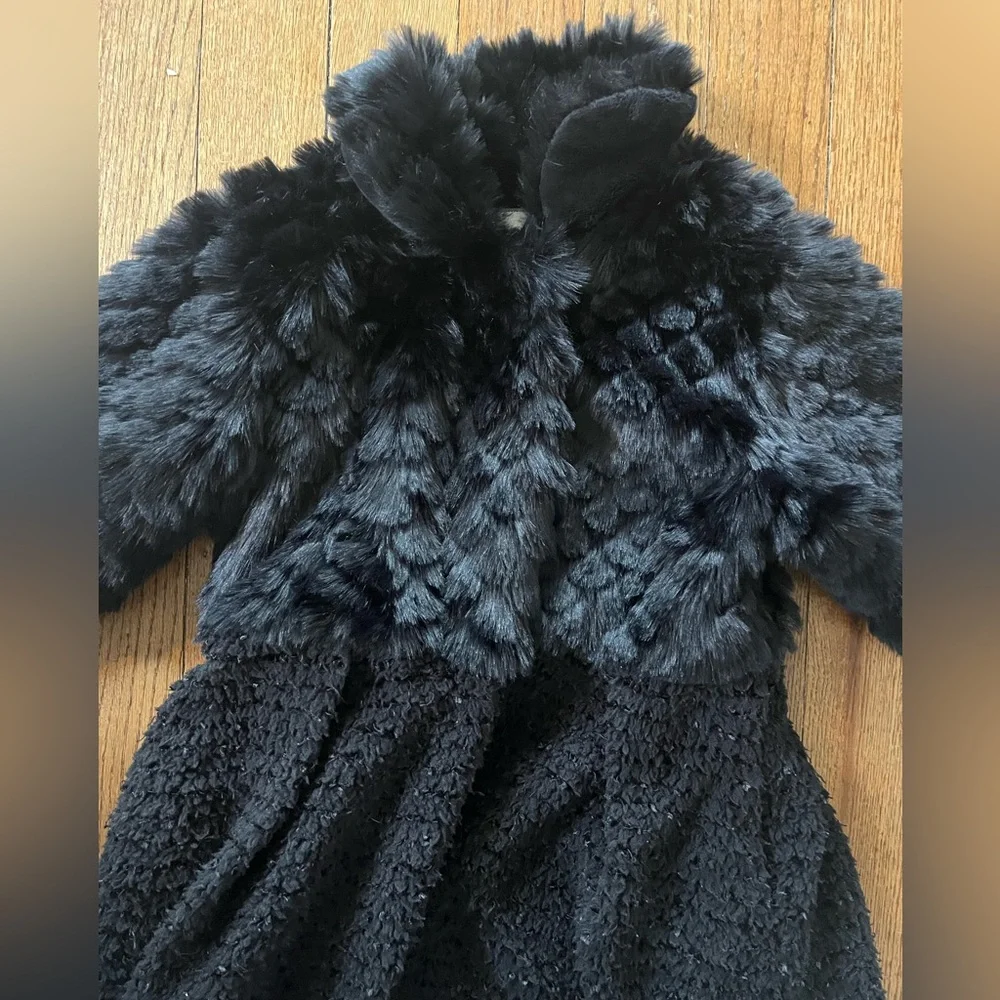 American Widgeon Black Size 10 Faux Fur Dress Coat - Picture 6 of 12